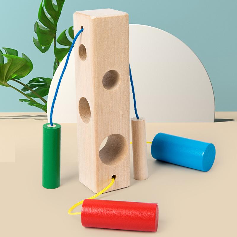 Wooden Baby Children Finger Fine Exercise Size Matching Building Block Cognitive Puzzle Logical Thinking Collage Toy