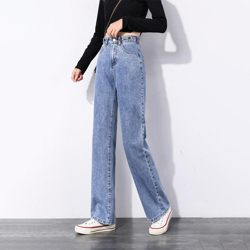 Straight Jeans Women Plus Size High Waisted Denim Pants Wide Leg Vintage Streetwear Full Length Trousers Spring Summer