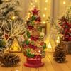 Christmas Tree LED Light Rechargeable 28.5cm Jingle Bells Iron Spiral Tabletop Decor Xmas Desktop Ornament Home Holiday Gift