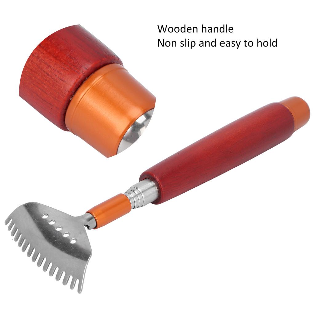 Extendable Back Scratcher Massager Telescopic Multifunctional Wooden Handle Stainless Steel Claw Roller Bead Massager