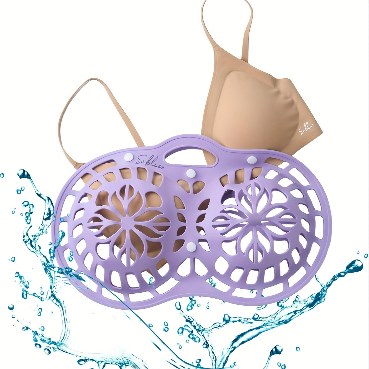 

1pc Oval Silicone Bra Laundry Bag with Snap Closure Durable,Pregnant Women, Seamless Bra Storage, Washable Underwear, Socks, Towels, Laundry Bags фіолетовий