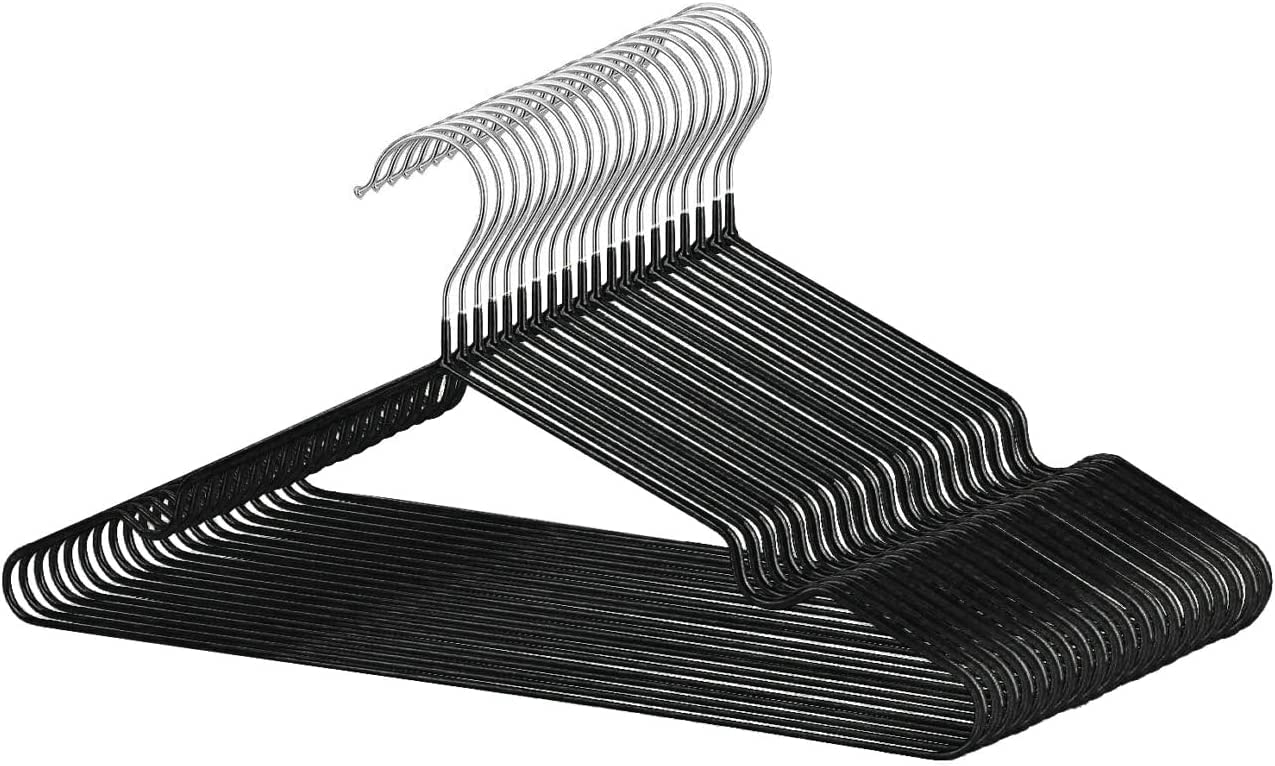 AUV PVC Special Rubber Coated Laundry Clothes Strong Load Wet Dry Use Non-Slip Hangers, 20-Pack Set, Hangers, Hangers, Multifunctional, Non-Slip, чёрный