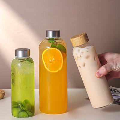 500/750/1000ml High Borosilicate Glass Cup Travel Bottle Car Portable Glass Water Bottle Sealed Beverage Bottle Juice Cup