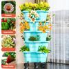 New Vertical Tower Stackable Multi-layer Plastic Flower Pot - 3 Petal 6-Tier Plant Flowerpot with Movable Caster For Home Garden
