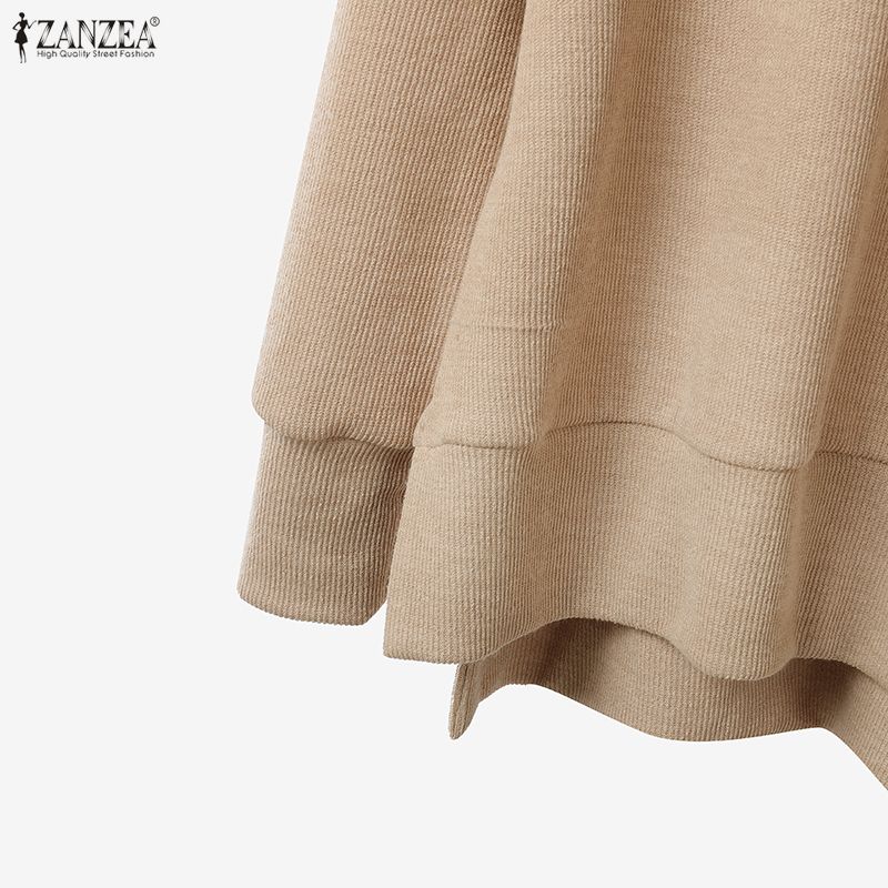 ZANZEA Damen Langarm Rollkragen Bluse und Hose Herbstpullover Zweiteilige Anzugsets