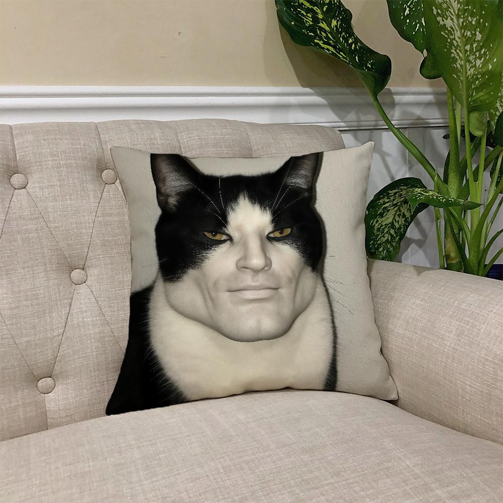 cushion Funny cover Square Sofa Cushion Meme Cover Casual Cat Skin-Friendly Comfortable Pillow Cover