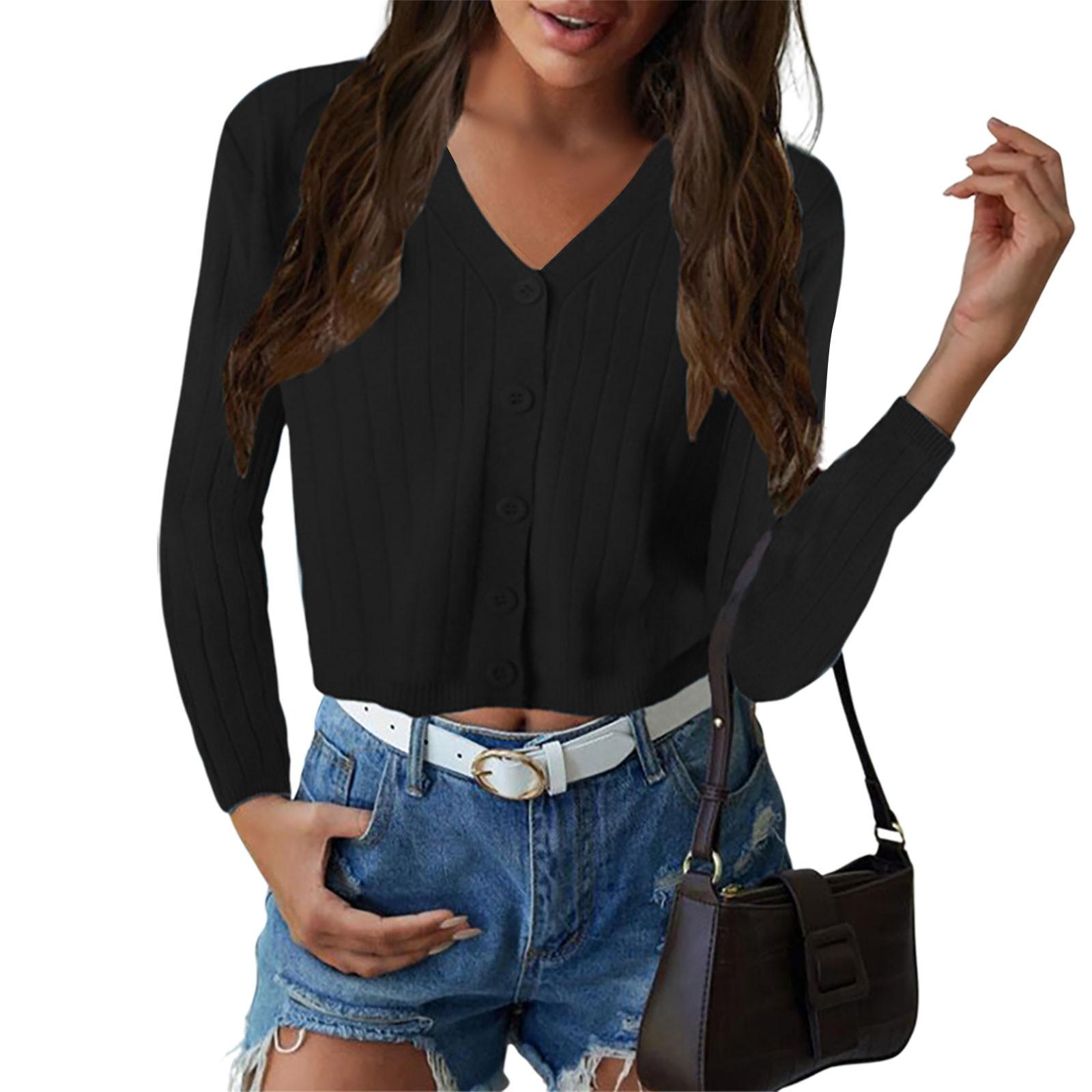 

Женский модный вязаный кардиган на пуговицах, однотонный топ с длинными рукавами XL чёрный