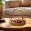 Woven Fruit Basket Storage Home Decor 4 Grids Divided Serving Tray with Handle for
