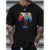 Color Drip Game Controller Chicago Text Logo T-Shirt,Soft Breathable & Fade-Resistant, Classic Fit for Daily Casual Wear