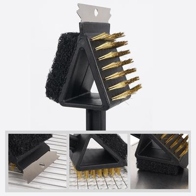 BBQ Cleaning Brush Copper Wire Sponge Shovel Barbecue Grill Oven Cleaning Long Handle 3 In 1 Corner Copper Wire Brush BBQ Tools