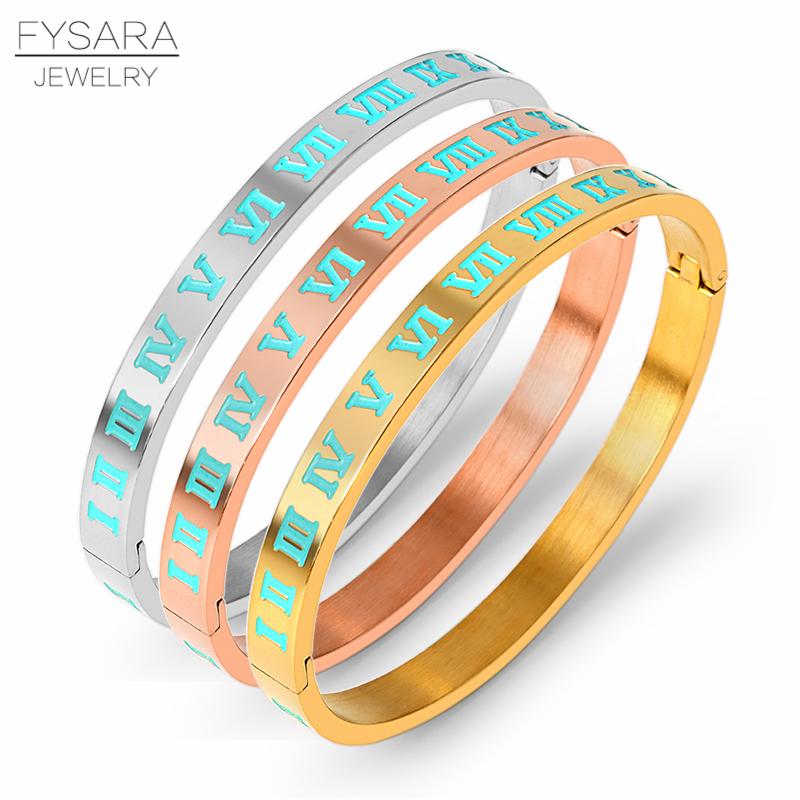 New Brand Luxury Enamel Stainless Steel Roman Numeral Bangles for Women Titanium Steel Jewelry Accessories Lucky Gift
