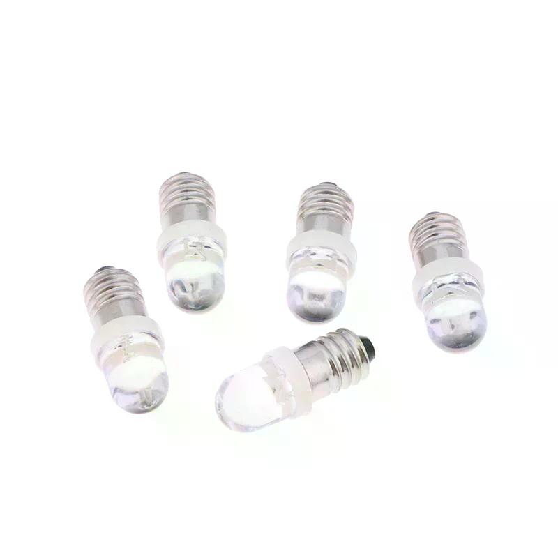 5Pcs LED E10 DC3V 5V 6V 12V 24V Screw Bulb Warning Signal Bulb E10 Instrumentation Bulb Indicator White Auto Interior Light