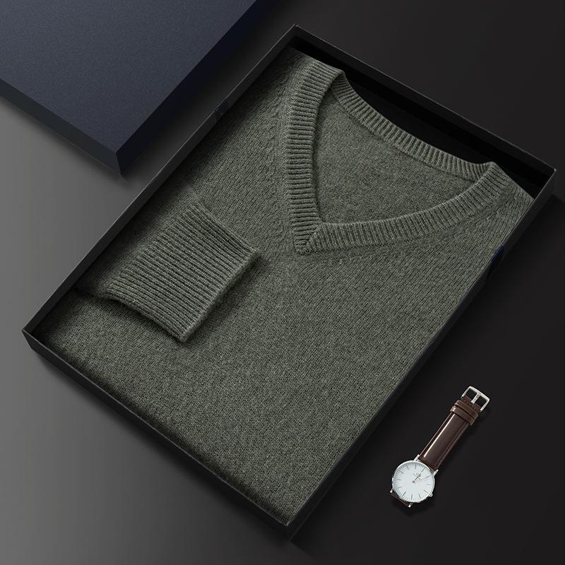 First-line Ready-to-wear Thickened V-neck Cashmere Sweater Loose Wool Knitting