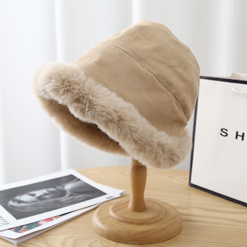 

Осенне-зимняя панама для женщин, утолщенная теплая шерстяная кепка, купольная шляпа с широкими полями, однотонная ветрозащитная шляпа, аксессуары для одежды