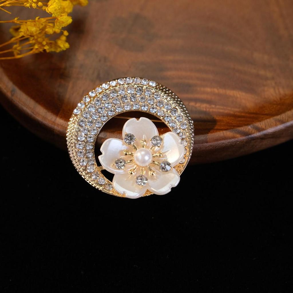 Elegant Alloy Pearl Plum Blossom Brooch - Anti-Exposure Floral Corsage Pin