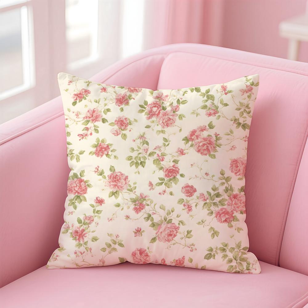 

Fresh Flowers Elegant And Beautiful Simple Cushion Cover Linen Pillowcase Cover Soft Decor for Sofa Home Room 30X30cm
