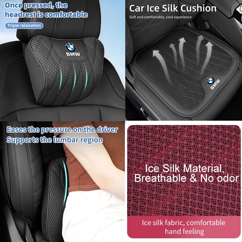 Ice Silk Car Headrest Neck Cushion Lumbar Support Pillow Seat Cushion For BMW 3 5 Series G32 G20 F10 F30 X3 G01 X5 G05 G30 G60