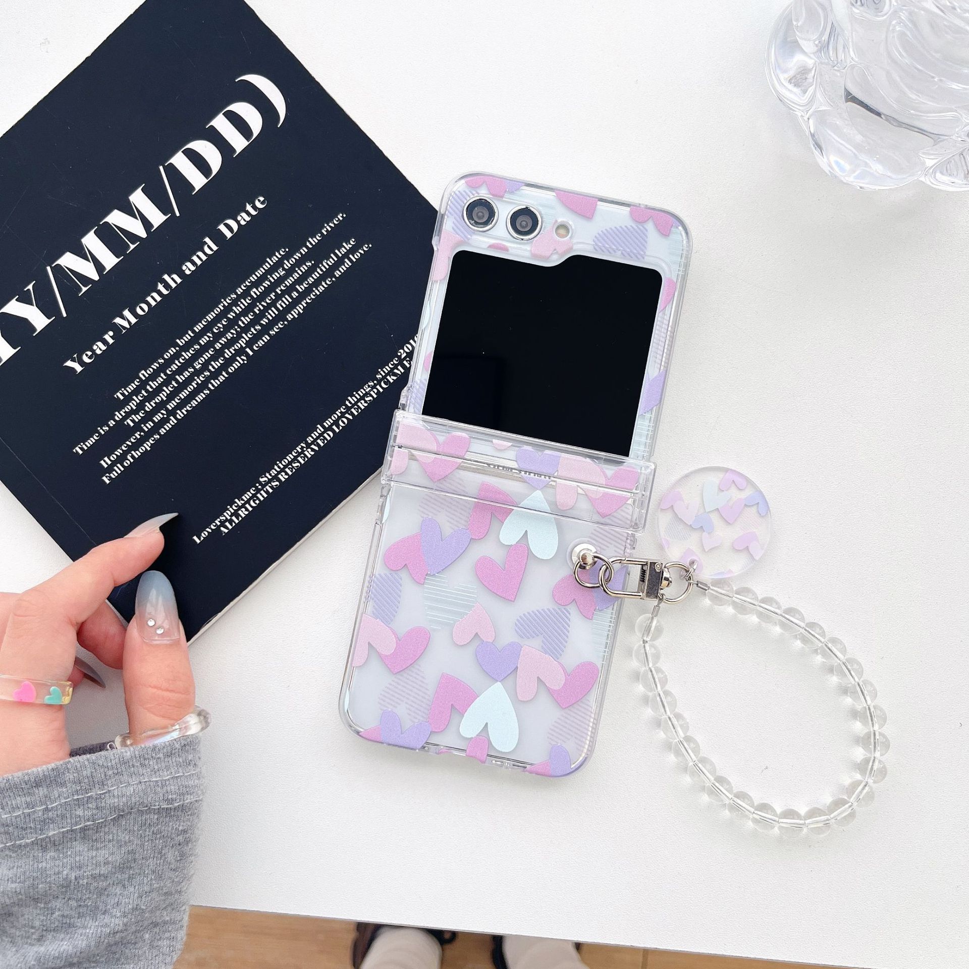 Phone Cases Samsung,Creative Minimal Transparent PC Hard Case for Foldable Phones Z Flip3