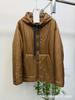 Autumn and winter European station camel fleece fashion warm streamer hooded women max explosion jacket high-end