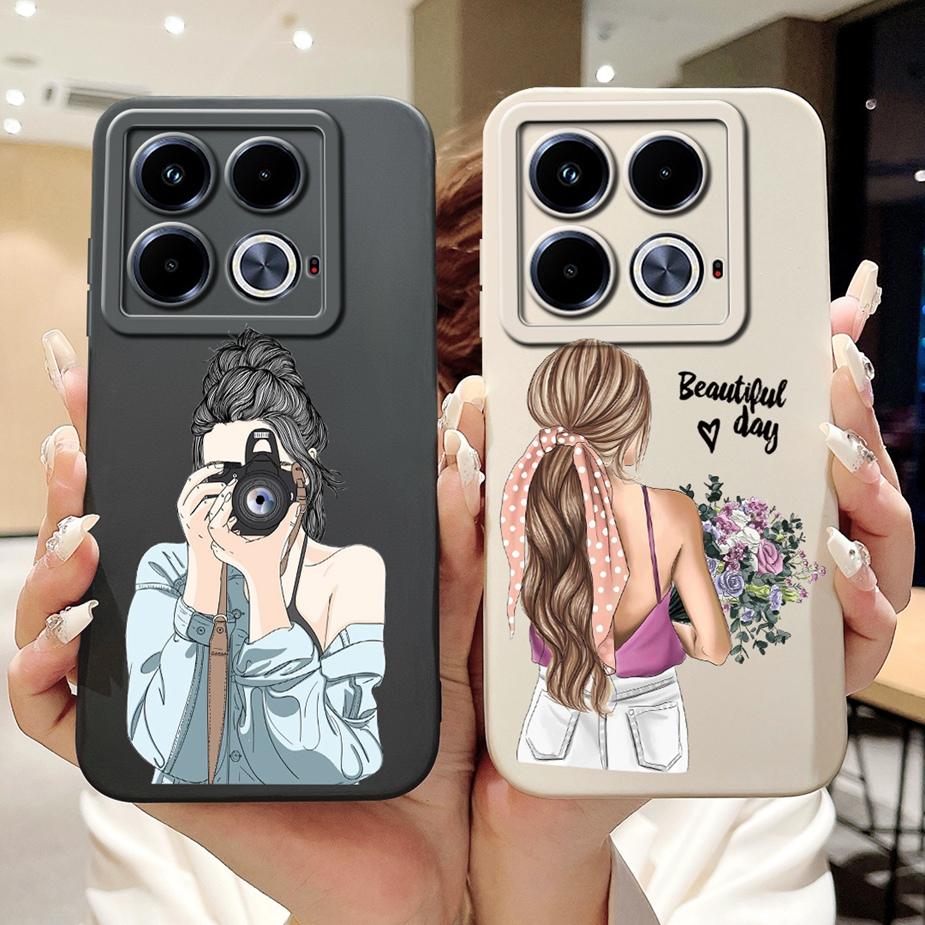 For Infinix Note 40 Case X6853 Pretty Girls Sunflowers Cover Soft Silicone Phone Case For Infinix Note 40 Pro Plus Note40 Fundas