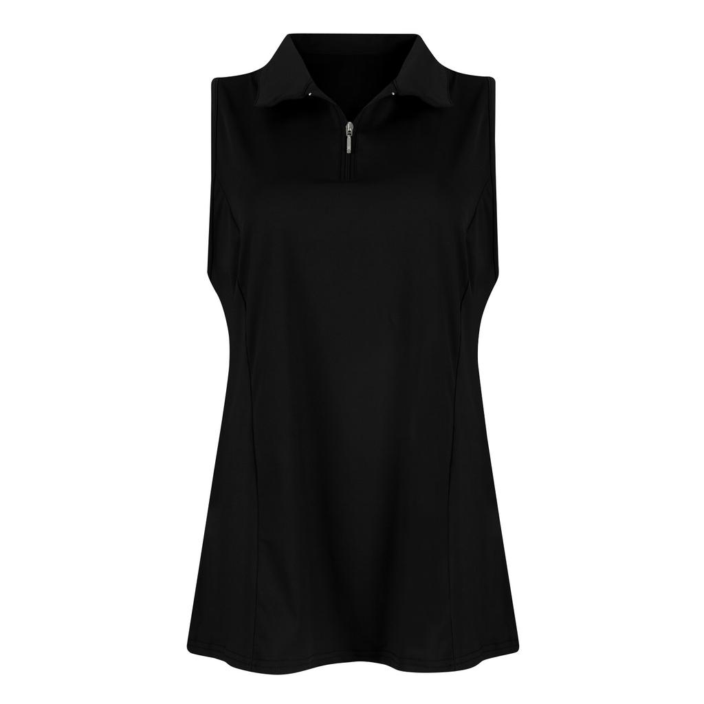 Damen Ärmelloses Schnelltrocknendes Tennis Reißverschluss Hals Sport Workout Tank Top