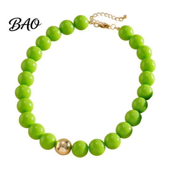 Colorful Bead Necklace Beaded Jewelry for Women, Acrylic Big Beads Choker Female Bracelet Necklace, Round Stretch Bracelet, Summer Retro Accessory