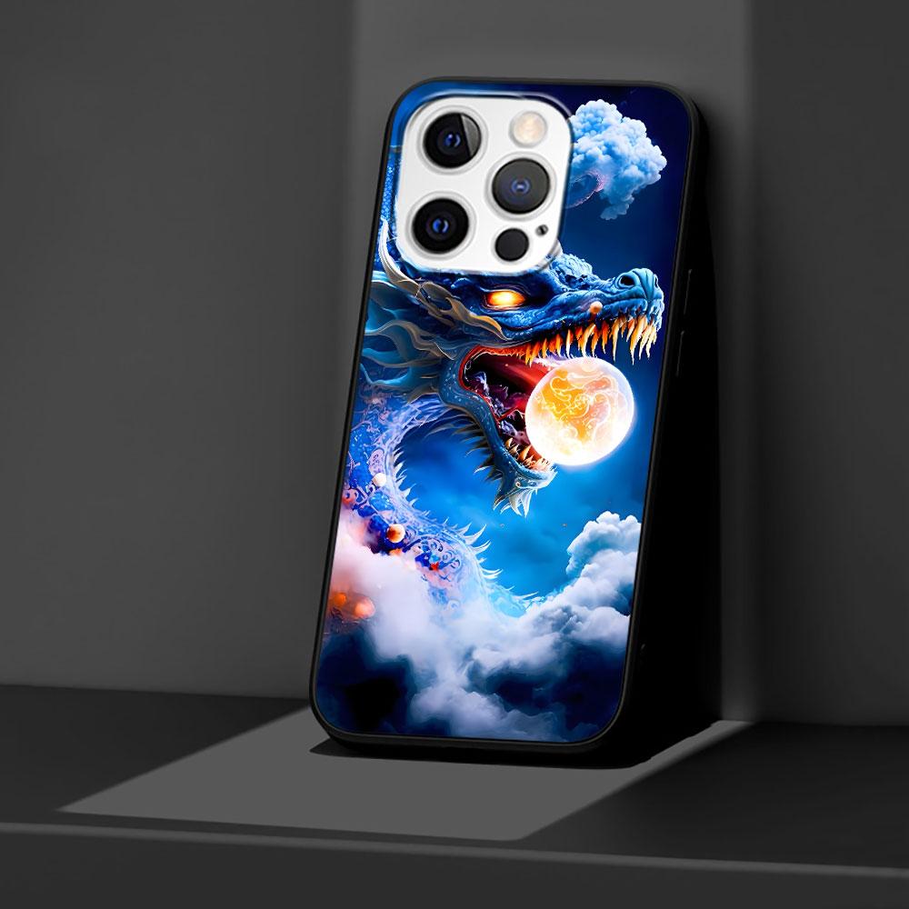 Cartoon Dragon Case for Apple iPhone 14 11 7 SE 2020 8 X XS 13 12 Mini XR 15 Pro Max Silicone Black Soft Phone Cover