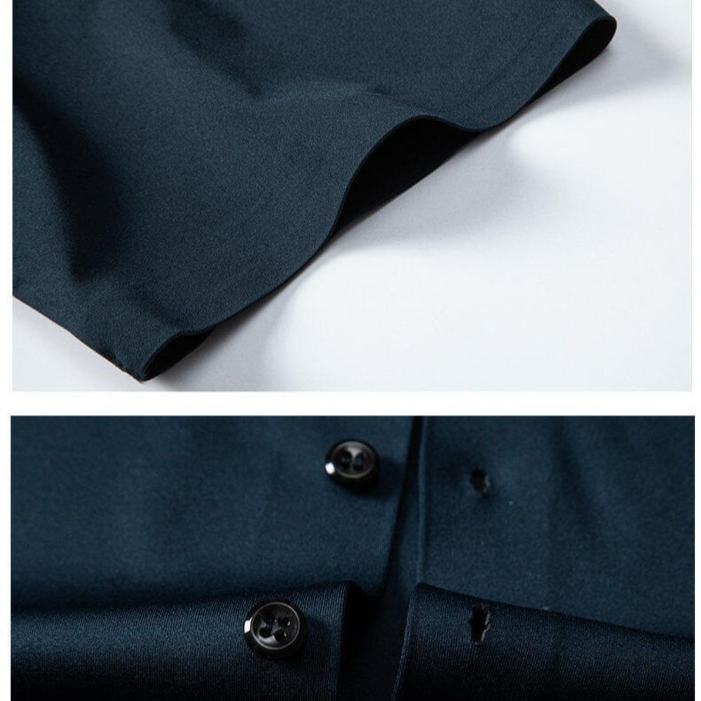 Men's Casual Short-sleeved Shirt - Solid Color, Simple and Stylish, Fitted Collar Shirt, Men's Top Garment
