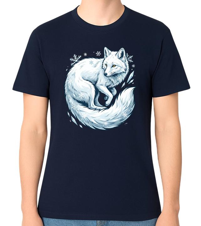 Arctic Fox Winter Wildlife Illustration T-Shirt Snow Animal Nature Unisex Tee S разноцветный