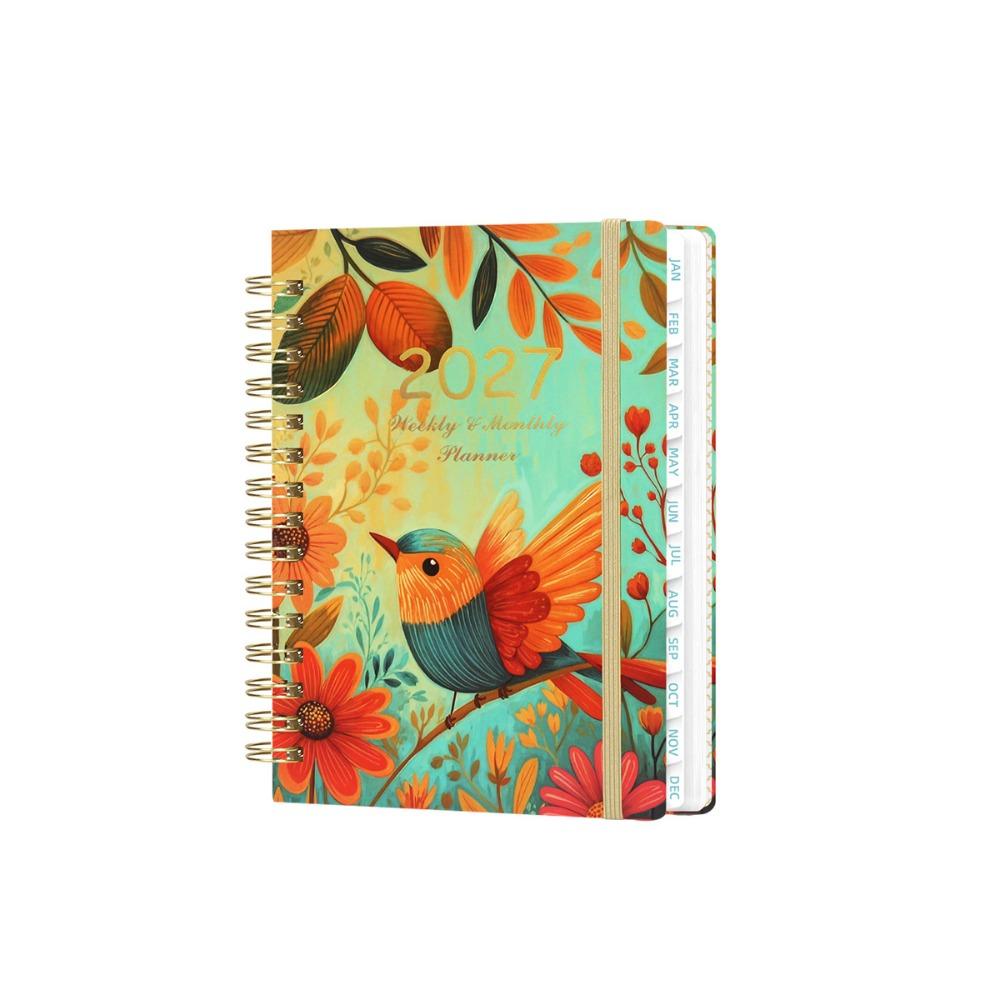 A5 Agenda Book Floral Pattern Daily Planner Book Portable 2027 Schedule Book  Students