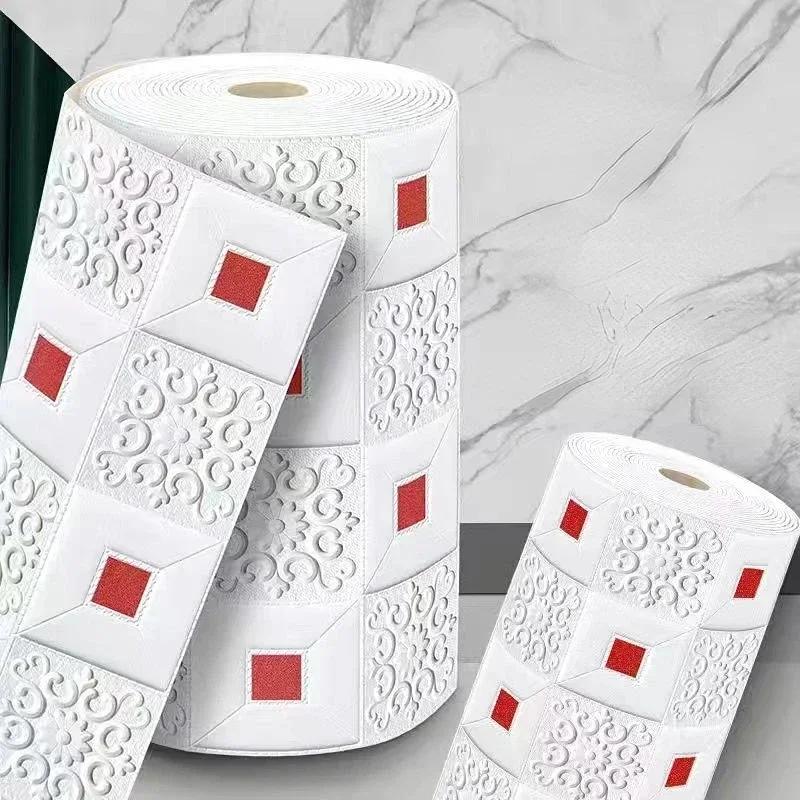 3D Soft Foam Brick Wallpaper Sticker Roll DIY Self Adhesive Living Room Home Kitchen Bathroom Decorative Wall Paper