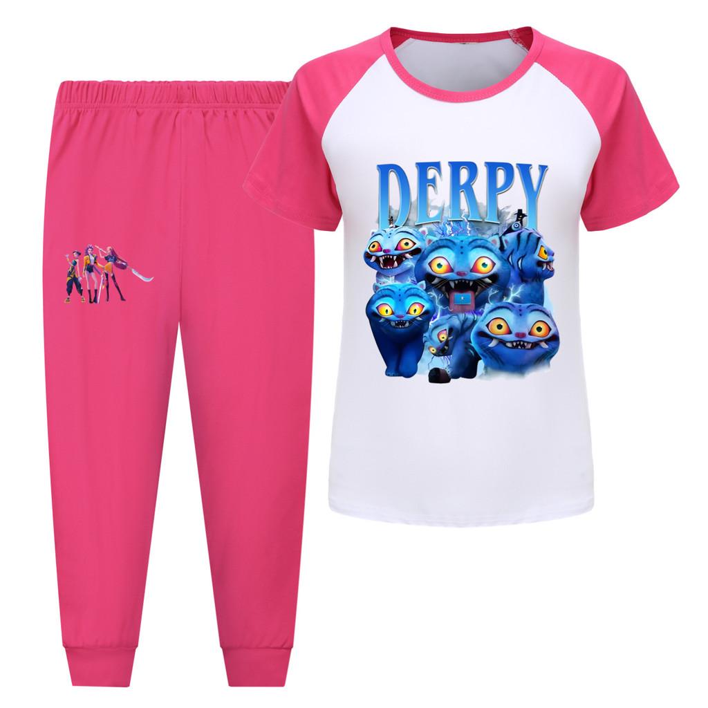 

4874 Kids Girls Rumi Zoey Mira Hunters Print T-shirt Pants Trouser Clothes Set 110cm