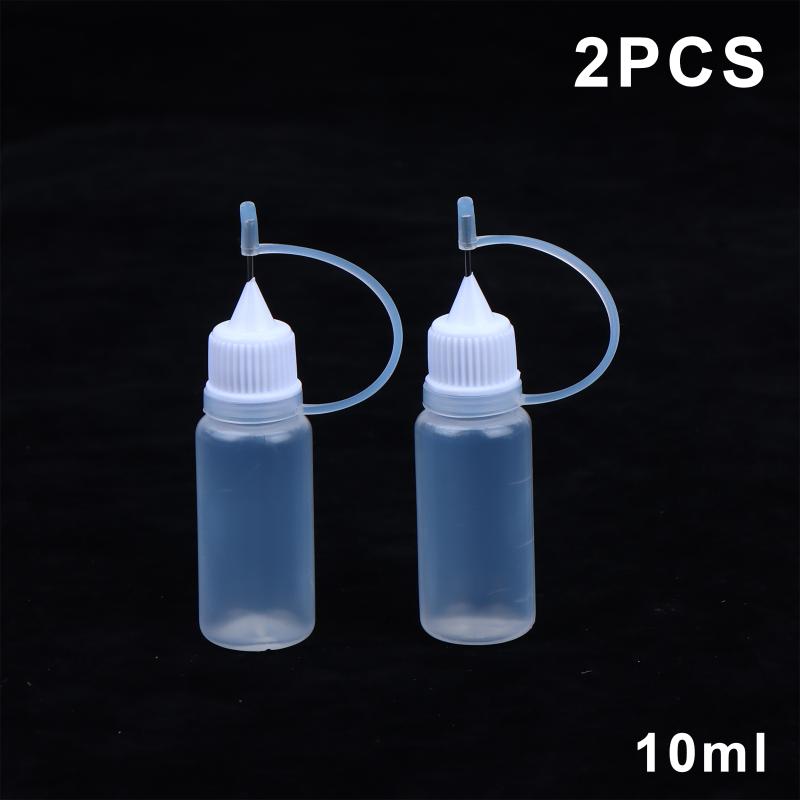 PE Squeezable Needle Tip Dropper Bottles 2Pcs Refillable Applicators for Glue Paint Ink Liquid Dispensing