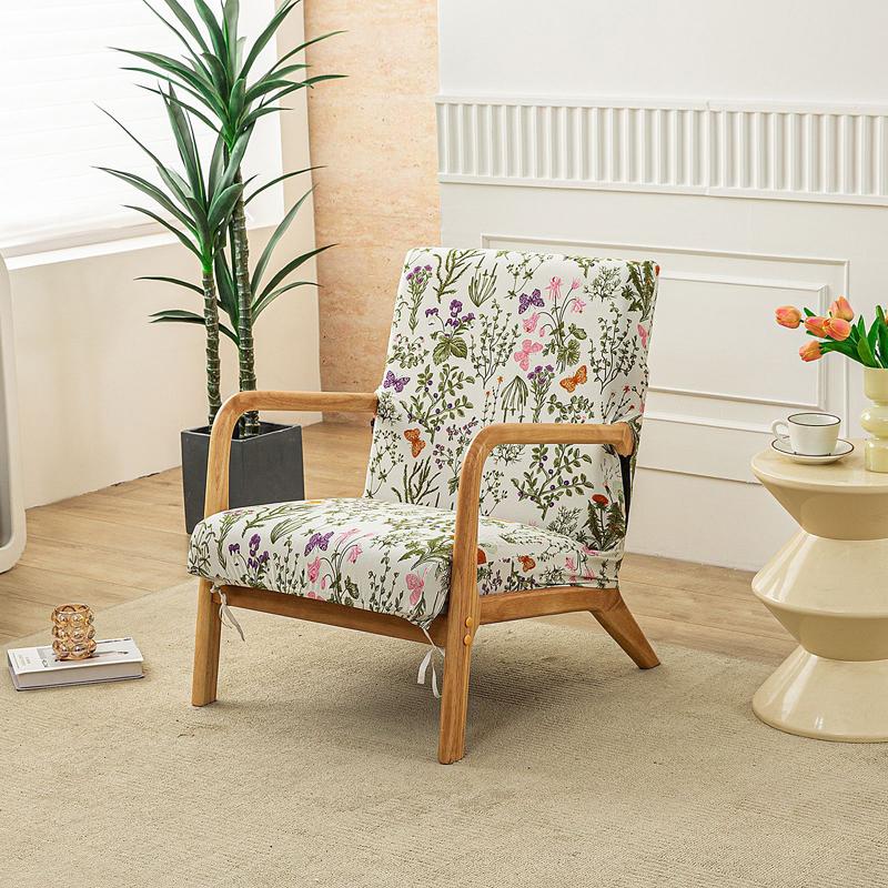 Home Decor Armchair Slipcover Elastic Chair Cover Zipper Stretch Wooden Arm Chair Cover Protector Removable Seat Cover