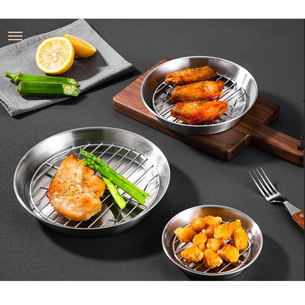 Non-stick Circular Drain Pan 304 Stainless Steel Air Fry Basket Air Fryer Baking Tray  Barbecue