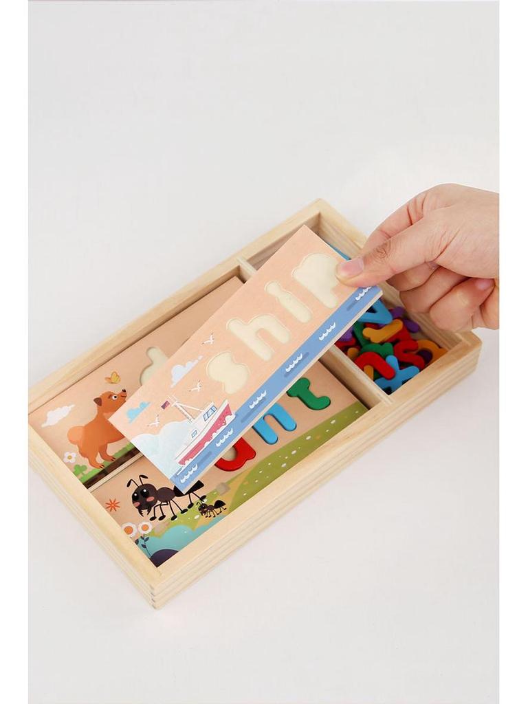 English Spelling Flashcards: Parent-Child Educational Battle Game with Wooden Blocks