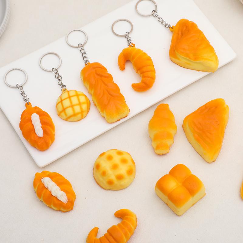 Realistic Bread Keychain Croissant Stress Toy Slow Rising Pu Pendant Bag Car Keyring Fun Gadget Decompression Gift Women