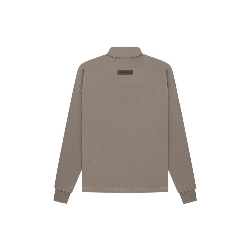 Fear of God Essentials SS22 Desert Taupe Logo Print Half Neckline Pullover Thickweight Shirt For Men Grayish Brown FOG-SS22-093