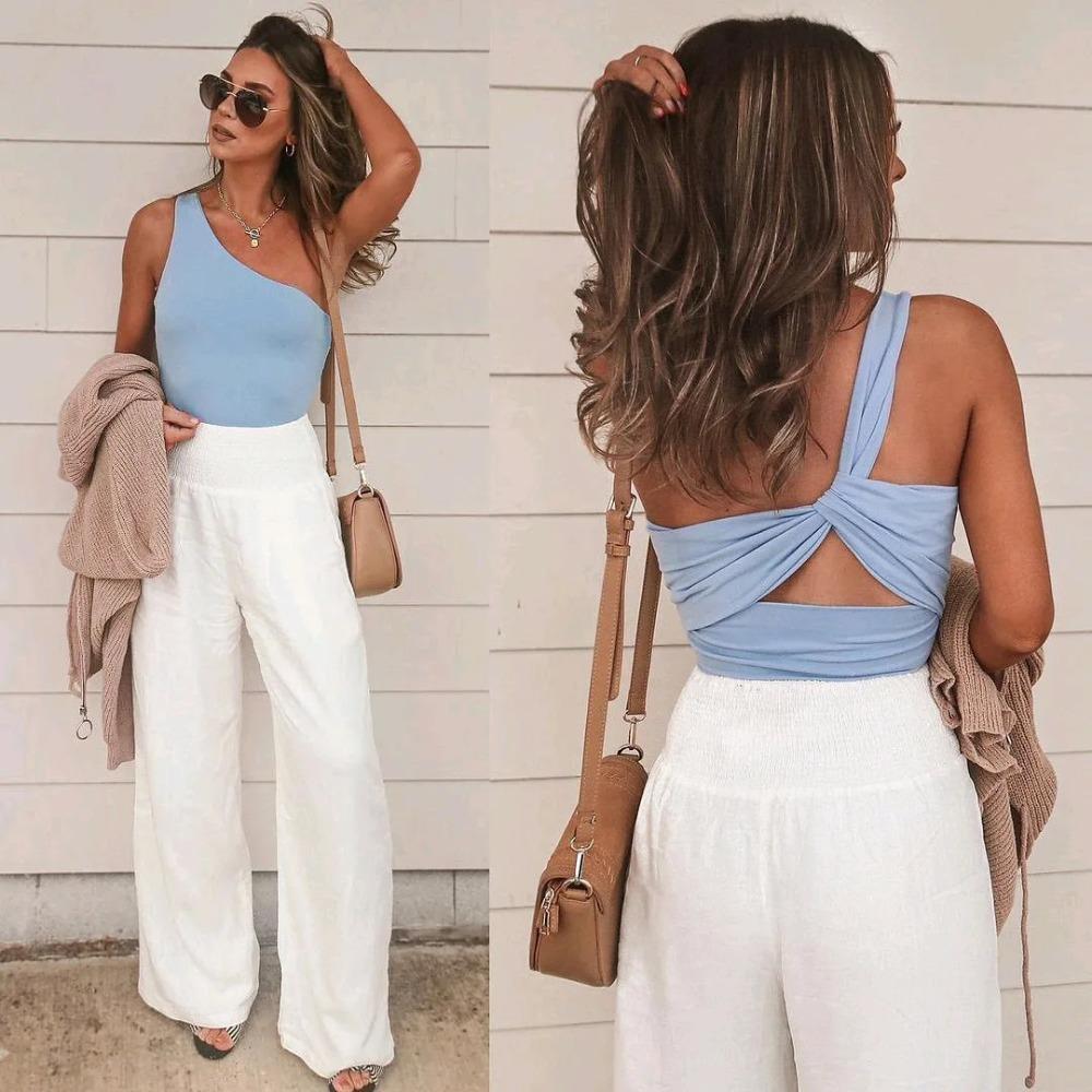 Pantaloni Casual da Donna con Coulisse, Vita Media, Gamba Larga da Spiaggia, Primavera ed Estate, Pantaloni Europei e Americani