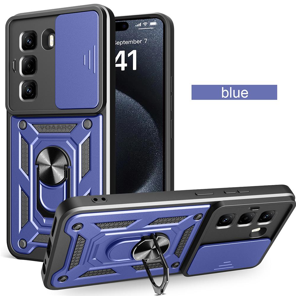 Slide Lens Armor Funda for Infinix Hot 60i 4G Case Magnetic Ring Stand Holder Cover for Infinix Hot 50 5G 60 5G Pro Plus 4G Case