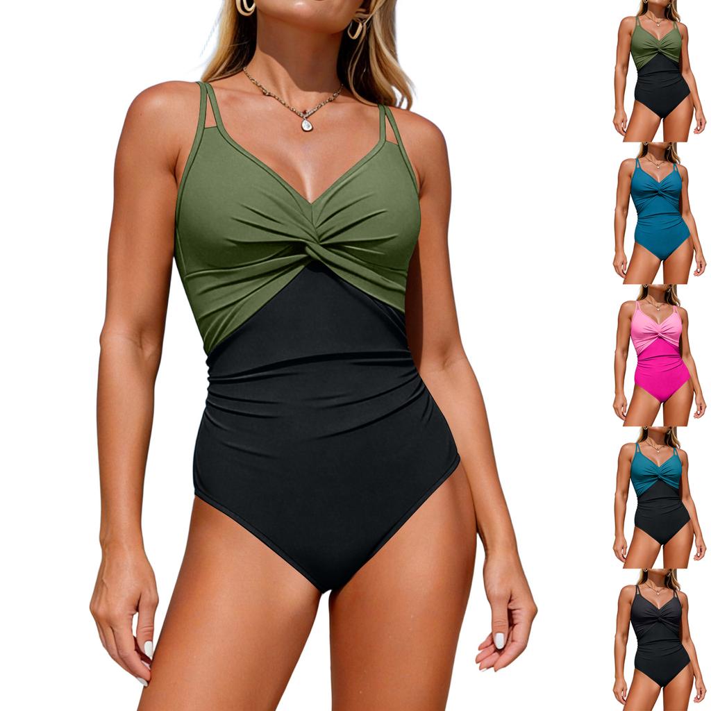 Women's Solid Color One-piece Sports Bikini Swimsuit Ear