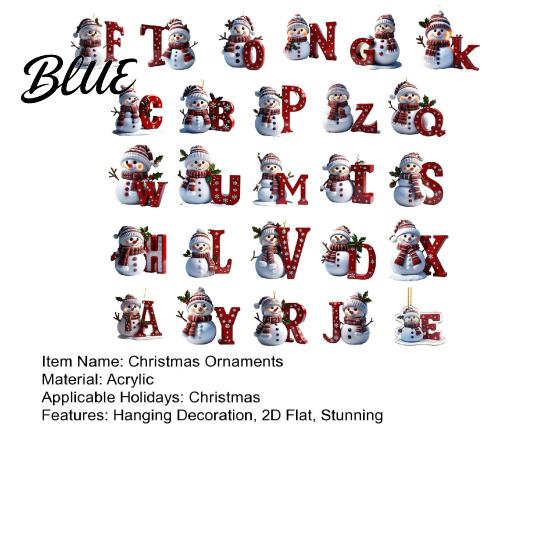 2D Flat Snowman Hanging Decoration Festive Home Decor Supplies 26 Letter Christmas Ornaments  Acrylic A-Z Holiday Party Ornaments Alphabet