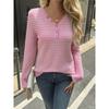 Women S V Neck Long Sleeve Striped T Shirt Casual Street Style