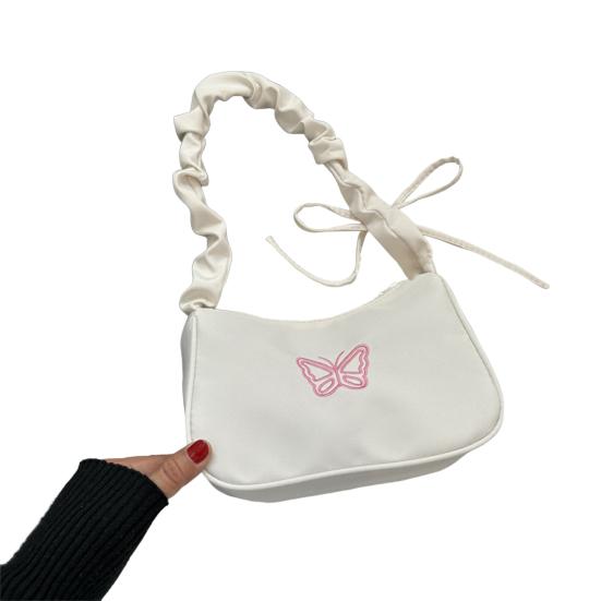 

Сумка-подмышка с вышитой бабочкой, застежка-молния, маленькая сумка через плечо, повседневная, портативная белый