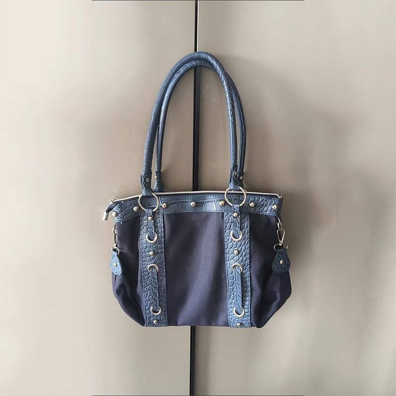

Hot Girl Retro Handbag Y2k Harajuku Fashion Patchwork Shoulder Bag High-end Niche Women s Underarm Bag Riveted Motorcycle Bag королівський синій колір