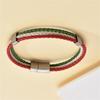 Stainless Steel National Flag Bracelet: 2022 Qatar World Cup Titanium Magnetic Leather Bracelet