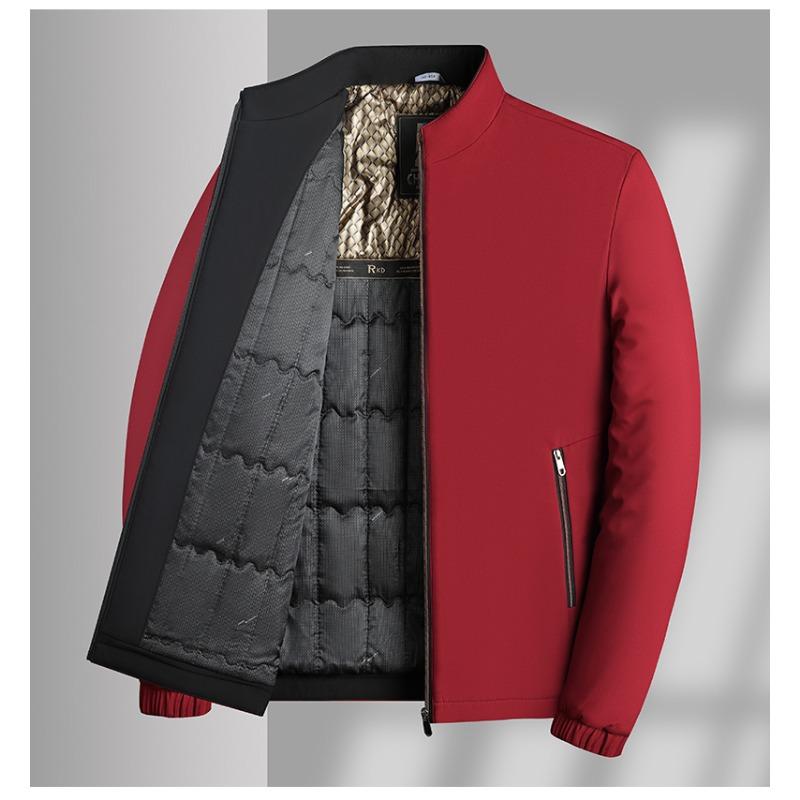 

Autumn and Winter Jackets for Men Fashionable Business Casual Stand Collar Zipper Cardigan Tops S червоний