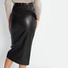 Gonna Spacco PU da Donna Primavera Autunno e Inverno Vita Alta Zip Plissettata Gonna in Pelle Sexy Gonna Fianchi