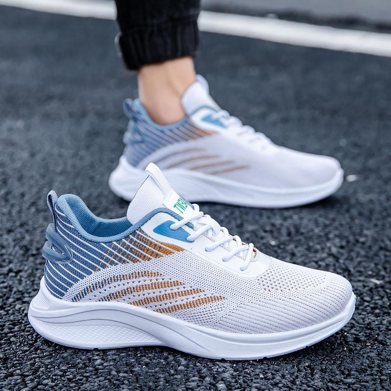 Flying woven mesh men's shoes spring and autumn sports shoes men's breathable casual shoes trendy shoes