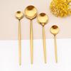 304 paslanmaz çelik yemek takımı seti altın mat parlatma çatal bıçak kaşık seti salata çatalı kaşık çay kaşığı tatlı çatal sofra